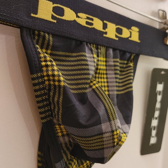 Papi Navy & Yellow Plaid Thong - Small - Picture 2 of 5